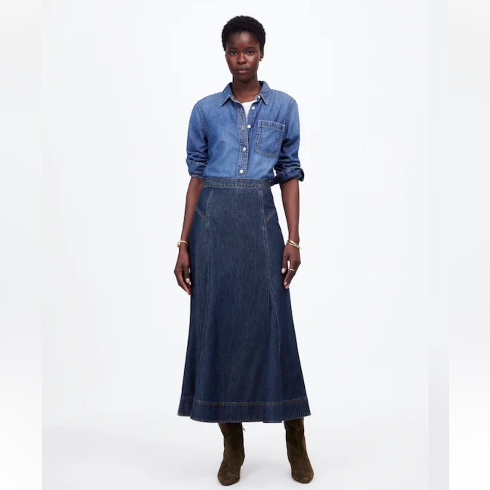 Madewell Denim midi circle skit in Avonmore wash-airy denim edition